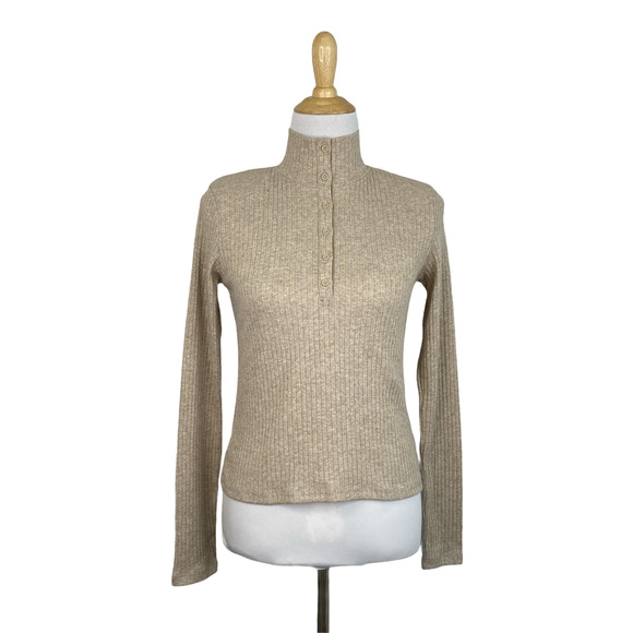 NEW ZARA Beige Padded Shoulder Top Size Small - Picture 1 of 5